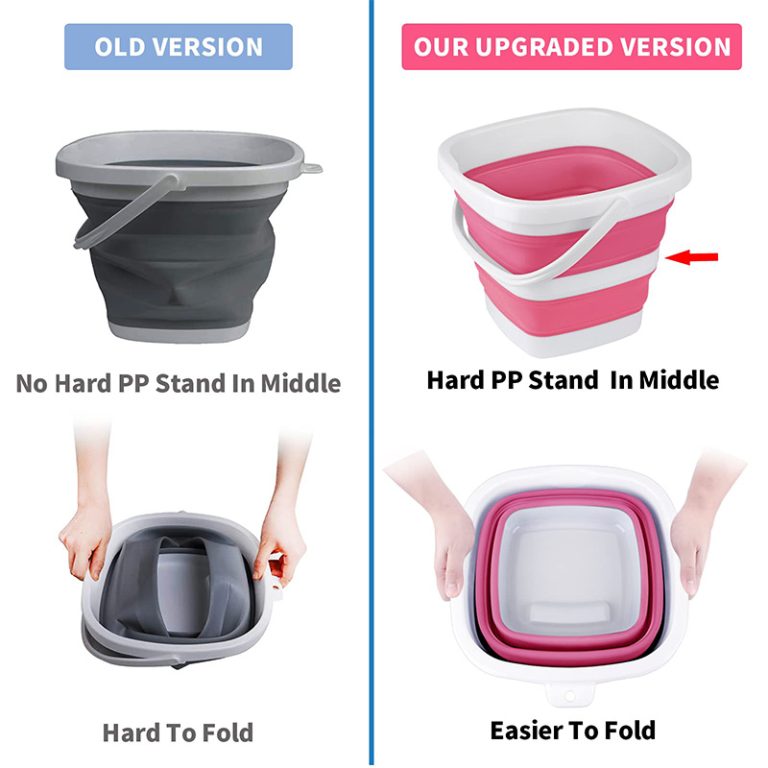 Collapsible Bucket, 5L 1.3Gallon Small Cleaning Mop Buckets for Household Outdoor Car Washing Tub Plastic Foldable Portable Camping Beach1